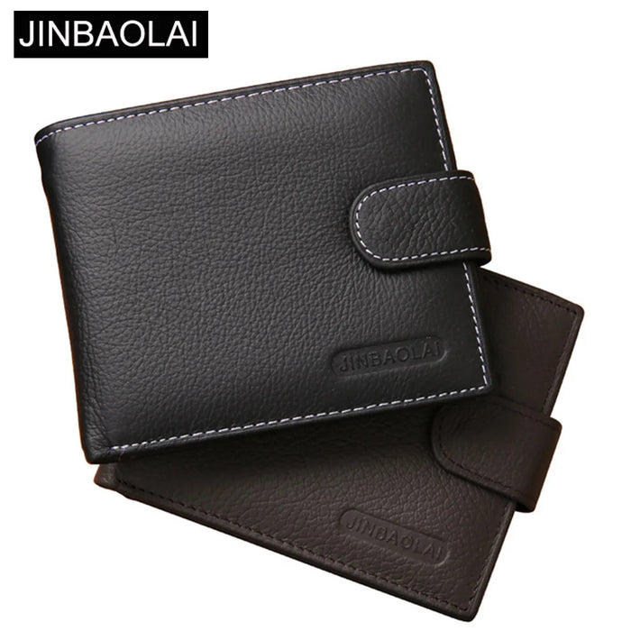 JINBAOLAI portafogli da uomo in pelle Solid Sample Style Zipper Purse Man Card Horder famoso marchio di qualità maschile portafoglio nome incisione