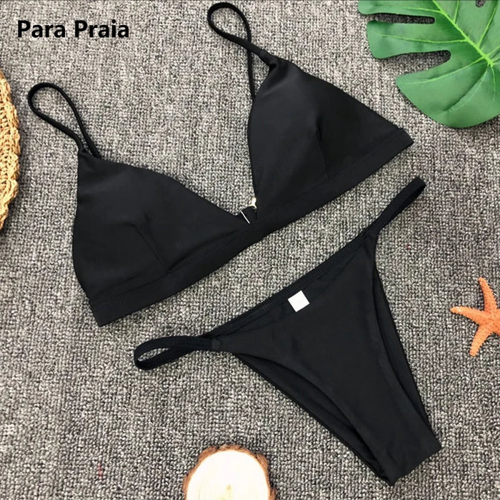 9 colori Solid Bikini Set 2023 Sexy Push Up costumi da bagno donna costume da bagno brasiliano vita bassa Biquini Halter due pezzi costume da bagno