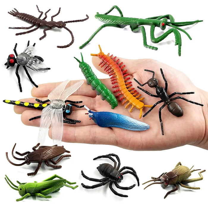 12 pezzi insetto ragno farfalla pesce dinosauro cane gatto cavallo figurine fattoria modello animale action figure set di giocattoli caldi per il regalo dei bambini