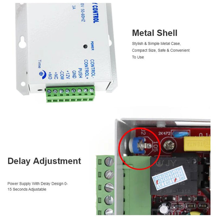 Di Controllo di accesso di Alimentazione Fornitore Trasformatore DC 12V 3A Porta Interruttore del sistema di AC 110 ~ 240V tempo di Ritardo max 15s di Controllo di Alta Qualità