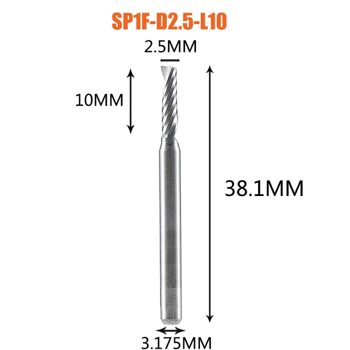 1pc AAAAA 3D CNC Router Bit Incisione Taglio 3.175/4/6 Gambo Singola Flauto Fresa Spiral End Mill Lavorazione Del Legno di Alluminio