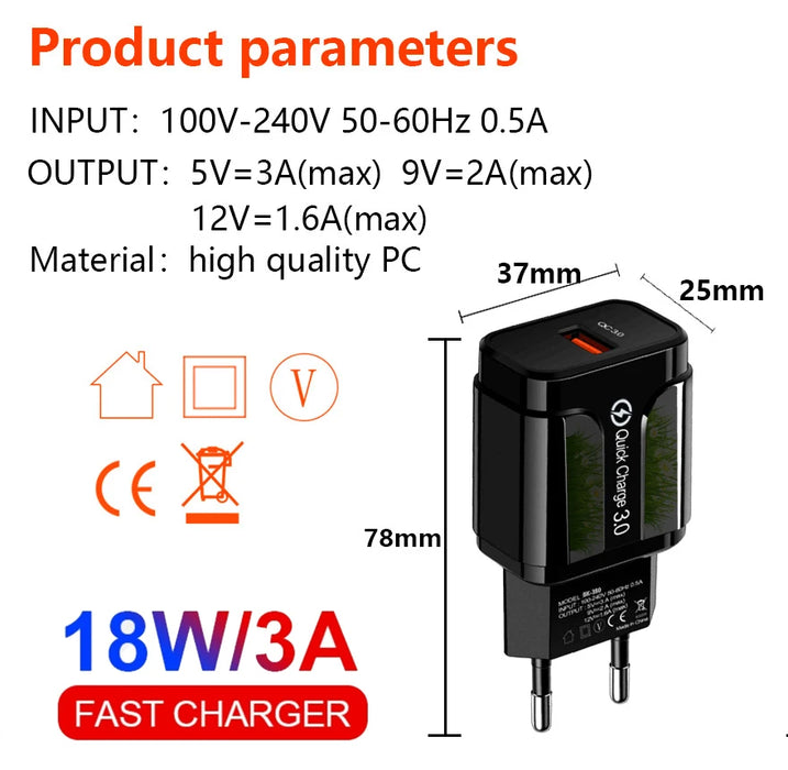 AIXXCO 5V 2A Spina UE HA CONDOTTO LA Luce 2 Adattatore USB Dispositivo di Caricatore Da Parete Del Telefono Mobile Carica Rapida QC 3.0 Caricatore Mobile Caricatore Veloce