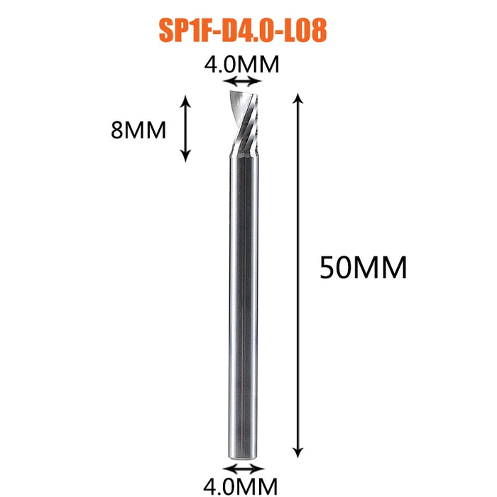 1pc AAAAA 3D CNC Router Bit Incisione Taglio 3.175/4/6 Gambo Singola Flauto Fresa Spiral End Mill Lavorazione Del Legno di Alluminio