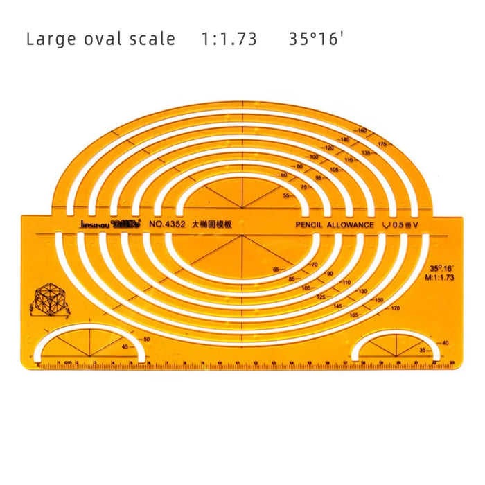 Righello ovale circolare durevole K resina disegno design mobili modello architetto disegno righello modello righello di misurazione