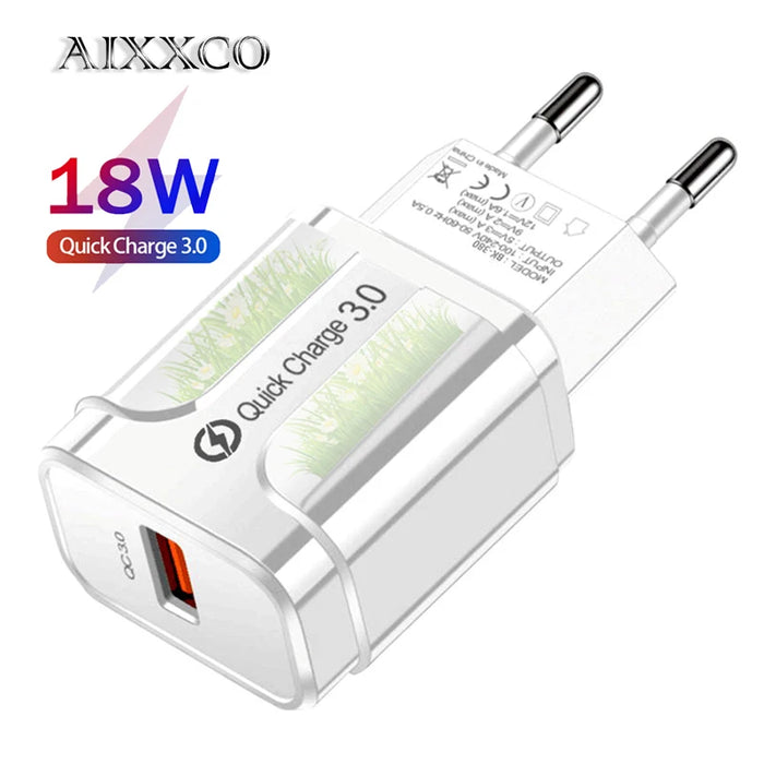 AIXXCO 5V 2A Spina UE HA CONDOTTO LA Luce 2 Adattatore USB Dispositivo di Caricatore Da Parete Del Telefono Mobile Carica Rapida QC 3.0 Caricatore Mobile Caricatore Veloce