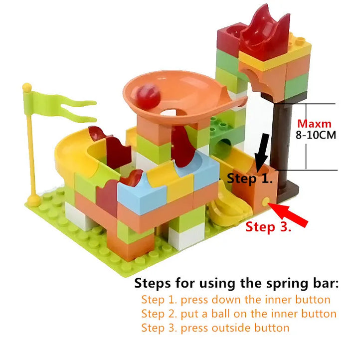 Marble Race Run Big Building Blocks Crazy Rolling Ball scivolo compatibile Dinosaur Tunnel Animal Bricks Parts accessorio giocattoli per bambini