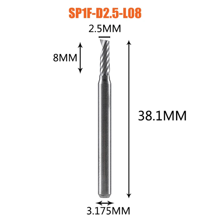 1pc AAAAA 3D CNC Router Bit Incisione Taglio 3.175/4/6 Gambo Singola Flauto Fresa Spiral End Mill Lavorazione Del Legno di Alluminio