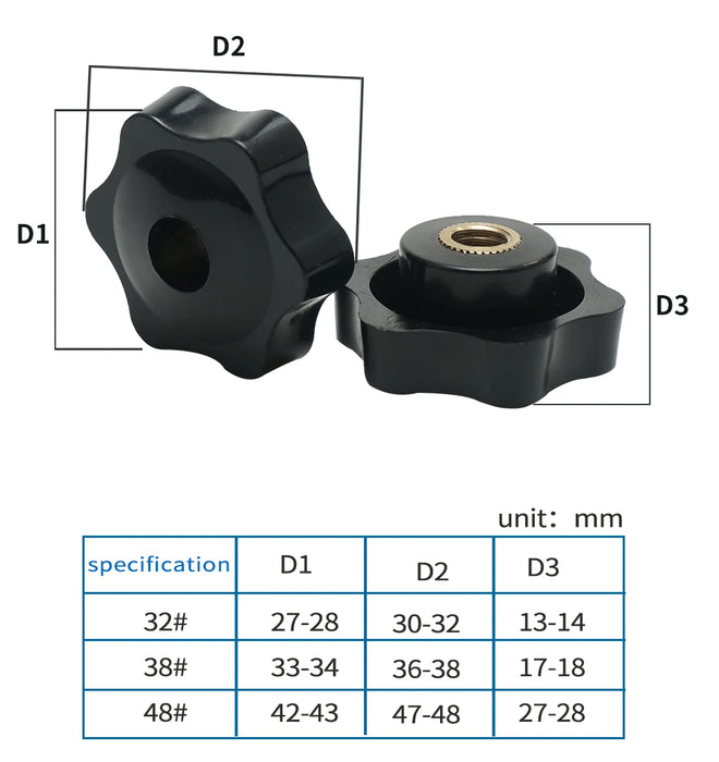 10/5 pz M5 M6 M8 M10 prugna serrare a mano dadi maniglia filetto stella meccanico nero dadi a testa zigrinata manopola di serraggio dadi manuali