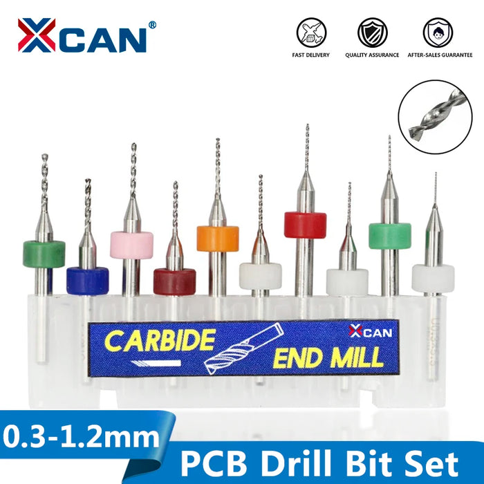 Carburo d'acciaio del tungsteno del Mini trapano del pwb di XCAN 10 pz/set 0.3mm-1.2mm per la macchina del tagliente di CNC del circuito di stampa