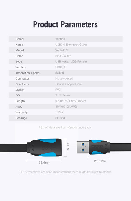 Vention cavo da USB a USB cavo di prolunga USB 3.0 2.0 da maschio a femmina cavo dati USB 3.0 per Smart TV PC SSD prolunga cavo USB 2.0