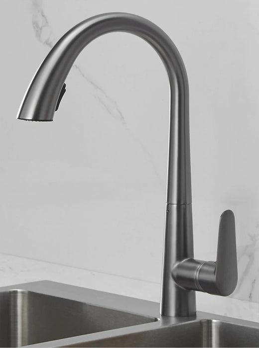 Rubinetto da cucina estraibile grigio pistola rubinetto per lavabo con acqua calda e fredda rubinetto girevole retrattile in bianco e nero 60CM Pull