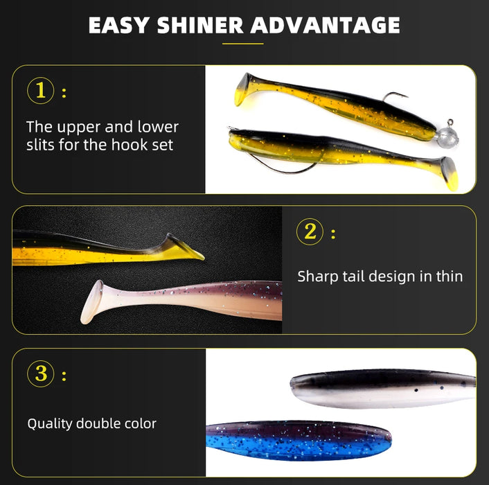 MEREDITH Easy Shiner esche da pesca 50mm 65mm 75mm 100mmWobblers carpa pesca esche morbide esche artificiali in Silicone a doppio colore