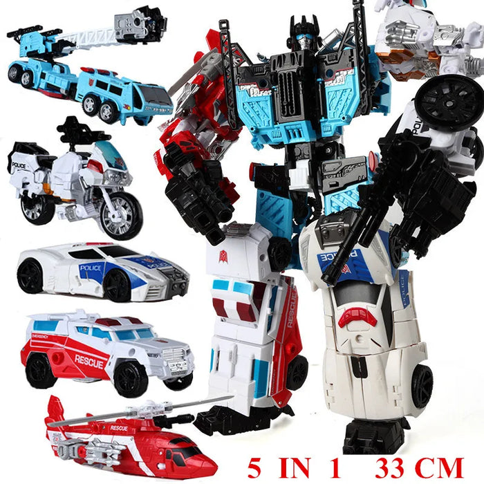 Haizhixing 5 IN 1 Trasformazione Robot Auto Giocattoli Anime Devastator Aereo Carro Armato Modello KO Ragazzi Collezione di Camion Regalo per Adulti per Bambini