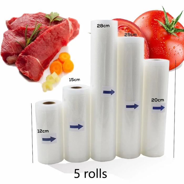 Rotoli per sigillare sottovuoto per alimenti Sacchetti sottovuoto imballaggio BPA FREE Cucina domestica Sacchetti sottovuoto per alimenti Sacchetti per sigillare 5 rotoli / lotto