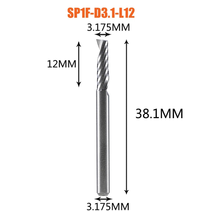 1pc AAAAA 3D CNC Router Bit Incisione Taglio 3.175/4/6 Gambo Singola Flauto Fresa Spiral End Mill Lavorazione Del Legno di Alluminio