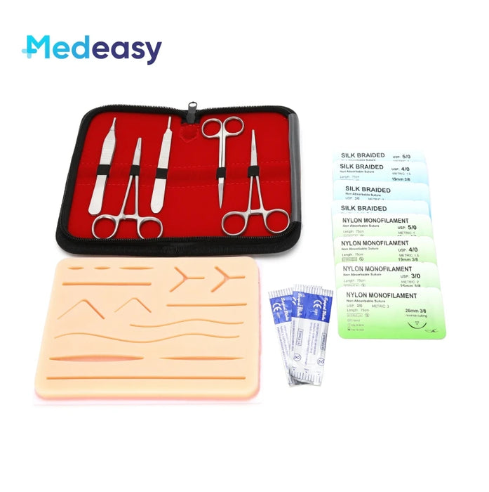 Kit di pratica della sutura per studenti di medicina formazione chirurgica con Set di strumenti per modelli di cuscinetti per la pelle attrezzatura didattica educativa