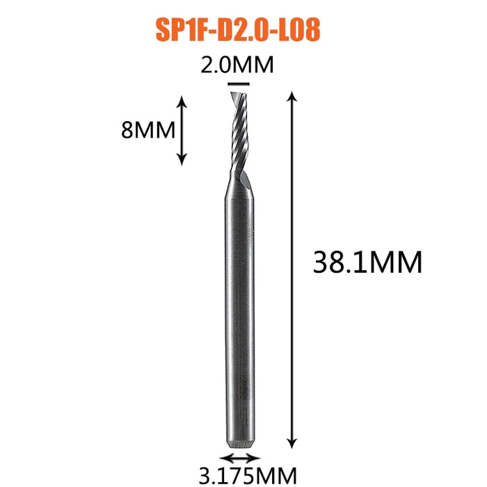 1pc AAAAA 3D CNC Router Bit Incisione Taglio 3.175/4/6 Gambo Singola Flauto Fresa Spiral End Mill Lavorazione Del Legno di Alluminio