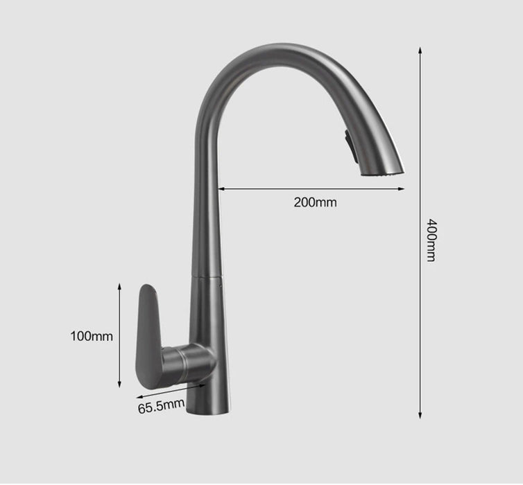 Rubinetto da cucina estraibile grigio pistola rubinetto per lavabo con acqua calda e fredda rubinetto girevole retrattile in bianco e nero 60CM Pull