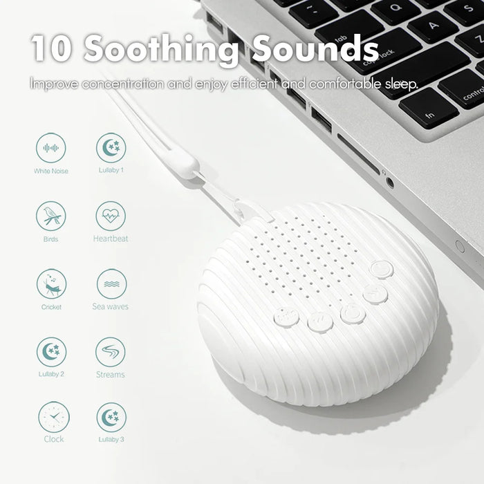 Macchina del suono del rumore bianco macchina portatile per il sonno del bambino 10 suoni rilassanti Volume batteria ricaricabile incorporata regolabile USB