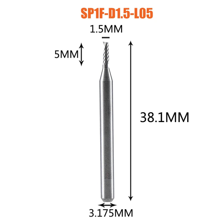 1pc AAAAA 3D CNC Router Bit Incisione Taglio 3.175/4/6 Gambo Singola Flauto Fresa Spiral End Mill Lavorazione Del Legno di Alluminio