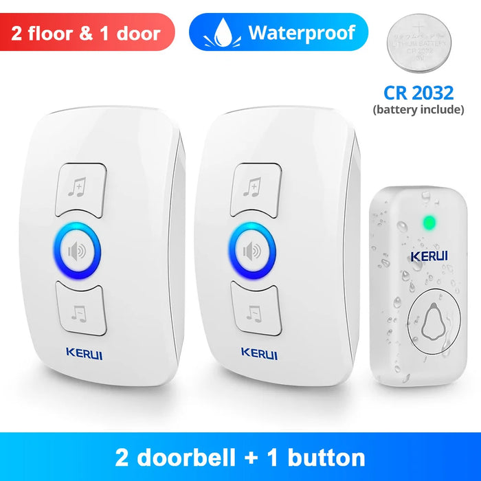 KERUI M525 Campanello senza fili esterno Impermeabile Smart Home Campanello per porta Kit LED Flash Allarme di sicurezza Melodie di benvenuto per la casa