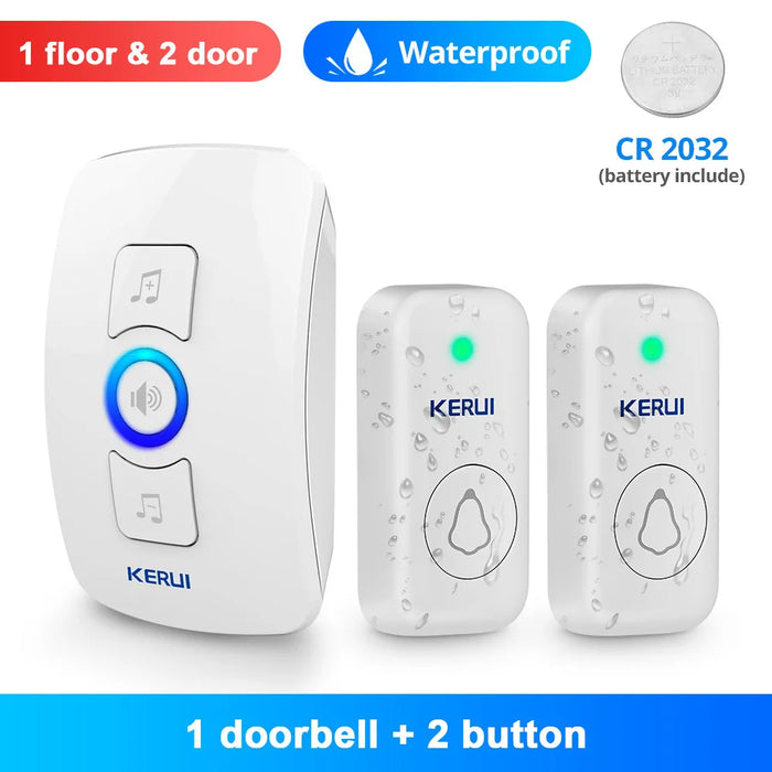 KERUI M525 Campanello senza fili esterno Impermeabile Smart Home Campanello per porta Kit LED Flash Allarme di sicurezza Melodie di benvenuto per la casa