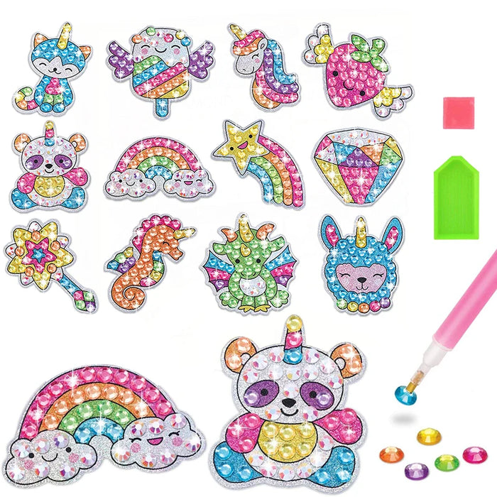 12 crea Big Gem Diamond Painting Sticker Kit Art Craft Girls Boys Unicorn Animal Sealife Magical Mosaic Dot Sticky Toys Gifts