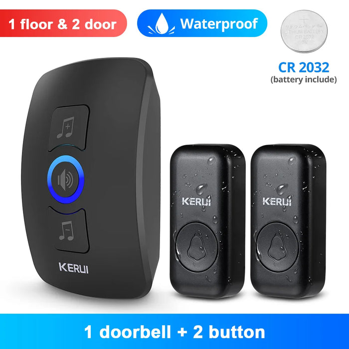 KERUI M525 Campanello senza fili esterno Impermeabile Smart Home Campanello per porta Kit LED Flash Allarme di sicurezza Melodie di benvenuto per la casa