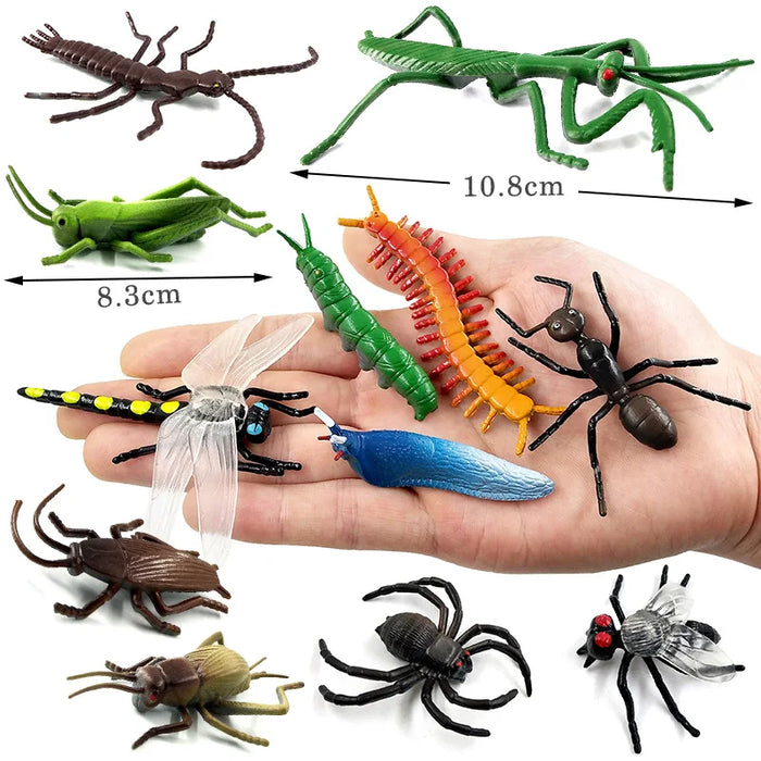 12 pezzi insetto ragno farfalla pesce dinosauro cane gatto cavallo figurine fattoria modello animale action figure set di giocattoli caldi per il regalo dei bambini