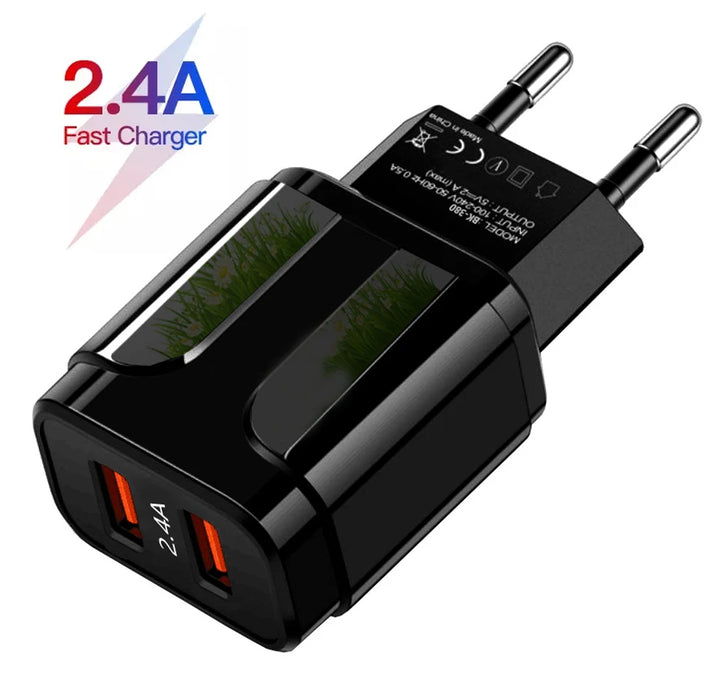 AIXXCO 5V 2A Spina UE HA CONDOTTO LA Luce 2 Adattatore USB Dispositivo di Caricatore Da Parete Del Telefono Mobile Carica Rapida QC 3.0 Caricatore Mobile Caricatore Veloce