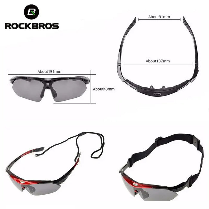 ROCKBROS Occhiali da ciclismo polarizzati Bici Fotocromatiche Occhiali da sole per sport all'aria aperta MTB Occhiali per PC Occhiali 5/3 Lenti Accessorio per bicicletta