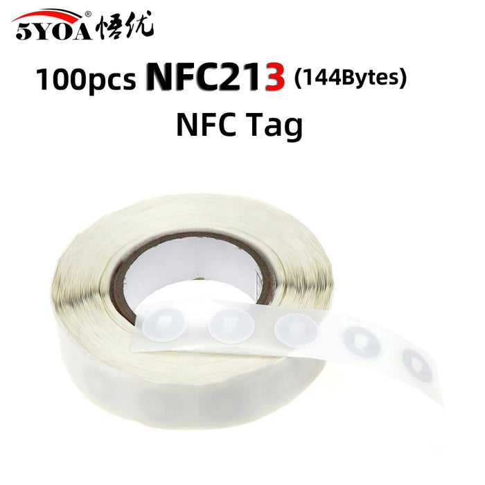 100 pz/lotto NFC etichetta adesiva 13.56MHz ISO14443A Ntag 213 adesivi etichetta universale Ntag213 RFID per tutti i telefoni abilitati NFC