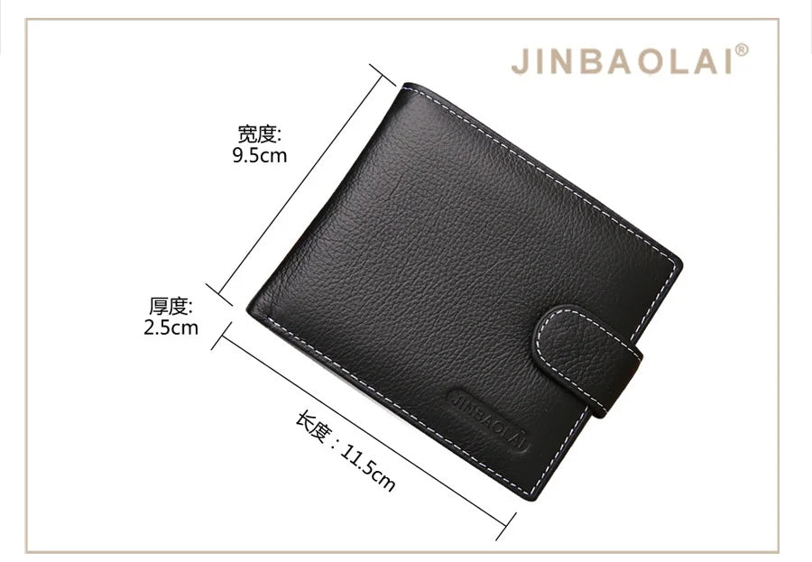 JINBAOLAI portafogli da uomo in pelle Solid Sample Style Zipper Purse Man Card Horder famoso marchio di qualità maschile portafoglio nome incisione