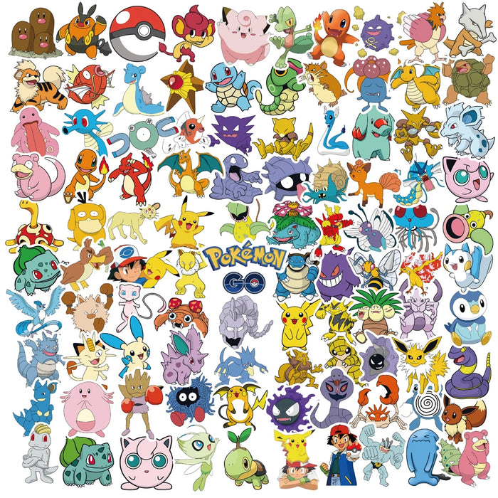 100/200/300 pz Pokemon Kawaii Pikachu adesivi decorazione decalcomanie Laptop Skateboard auto bagagli telefono adesivo impermeabile giocattolo