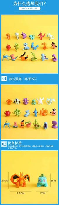 Pokemon 24-144 pz Elf 2-3cm Anime Action diverse figure di stile Pikachu Pokeball mostro giocattolo bambole modello bambino regali di natale