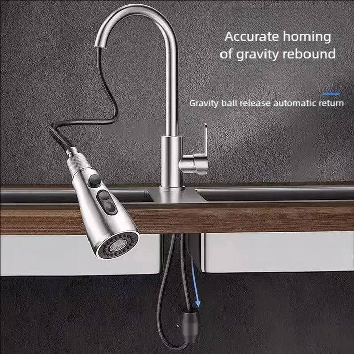 Rubinetti da cucina 304 in acciaio inox estraibile lavello da cucina rubinetto dell'acqua miscelatore montato sul ponte testa spruzzatore a flusso rubinetti caldi e freddi