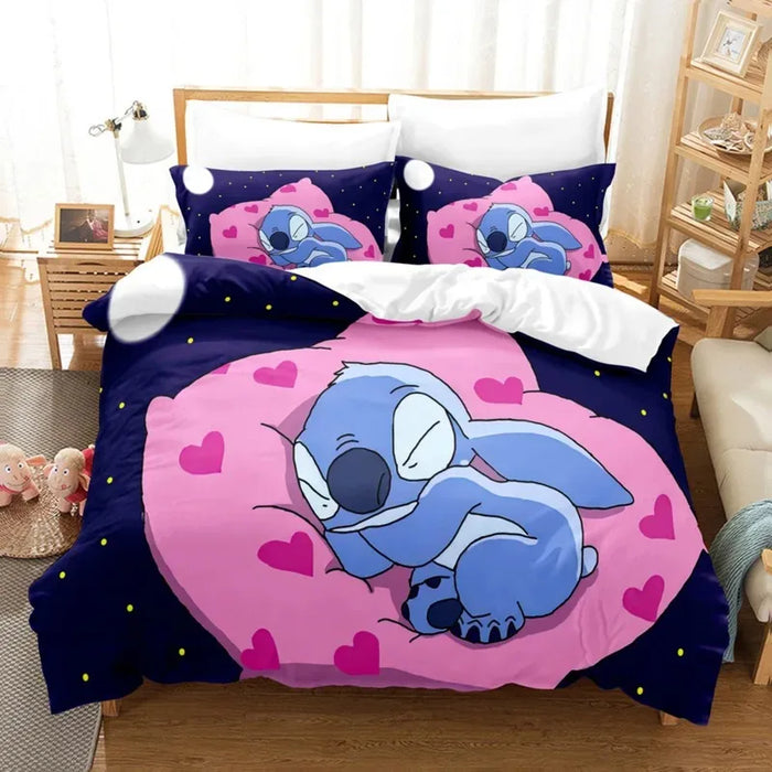 Cartoon Disney Stitch Angel copripiumino Set Stitch Post copripiumino federa Set biancheria da letto bambini adulti confortevole Set Twin King