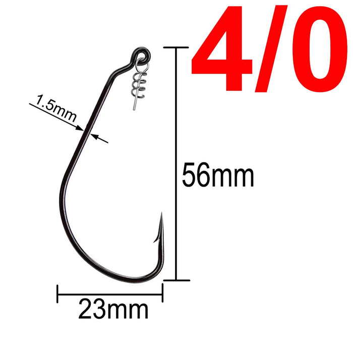 20pcs Wide Gap Worm ami da pesca Jig Crank Big Bass Hook Black High Carbon Steel Crank spinato Hook per Soft Fishing Lure