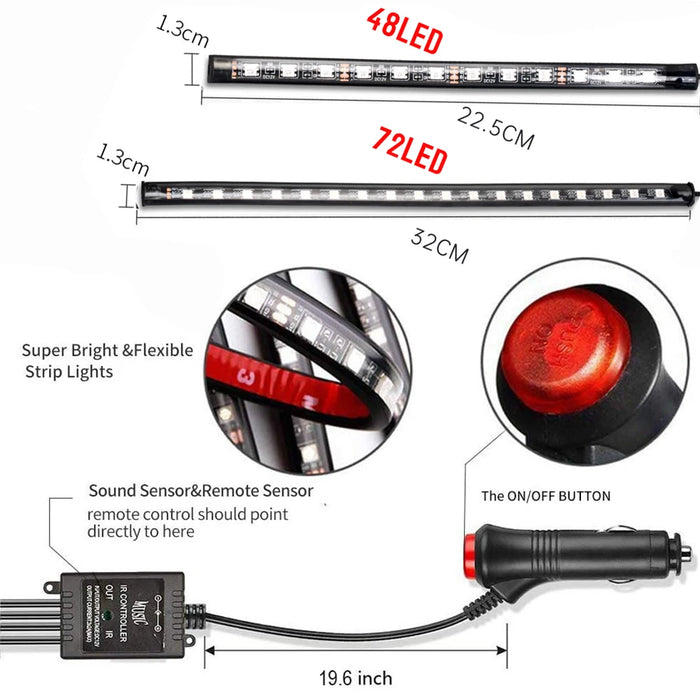 Neon LED Car Interior Ambient Foot Strip Light Kit accessori retroilluminazione Remote App Music Control Auto RGB lampade Decorative