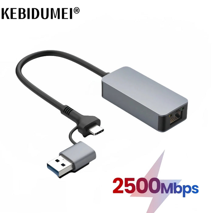 Adattatore Ethernet 2500Mbps 2.5 Gigabit USB tipo C a RJ45 Lan Wired Ethernet Gigabit Adapter scheda di rete per MacBook iPad Pro