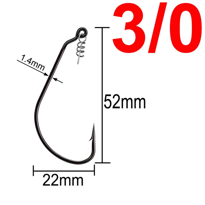 20pcs Wide Gap Worm ami da pesca Jig Crank Big Bass Hook Black High Carbon Steel Crank spinato Hook per Soft Fishing Lure