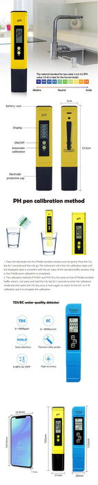 2pcs TDS phmetro Digital Water Tester 0.01ph phmetro ad alta precisione 0-9990ppm temperatura PPM Tester