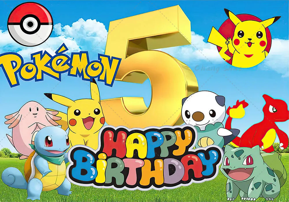 Pokemon Pikachu sfondo decorazione animazione fotografia sfondo Banner Poster festa di buon compleanno bambini ragazzo Baby Shower