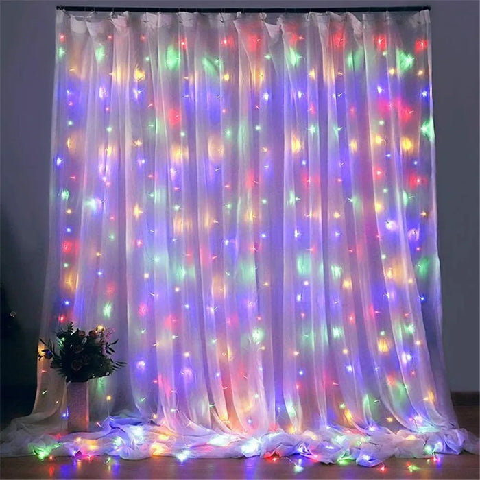 Navidad 2024 ornamenti LED tenda stringa luce decorazione USB ghirlanda lampada 8 modalità per la festa di natale a casa matrimonio di capodanno