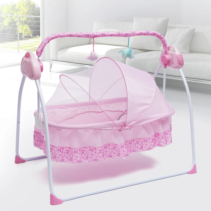 5 marce elettrico Auto-Swing culla culla letto per dormire dondolo per neonati + musica netta musica Bluetooth regolabile + tappetino