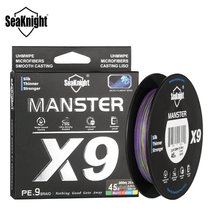 SeaKnight marca X9 serie lenza 500/300/150M, rivestimento Si + resistente ai raggi UV a prova di acqua di mare, linea PE multifilamento liscia a 9 tesse