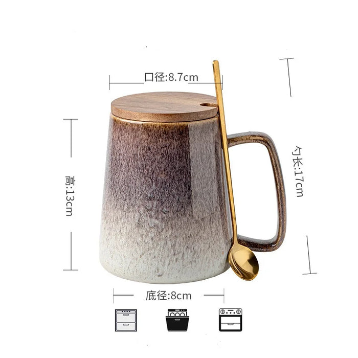 Grandi tazze da caffè in ceramica da 26 once con coperchio manico Sppon, tazza da tè Jumbo Extra grande per ufficio e casa, regalo e regalo 780ML