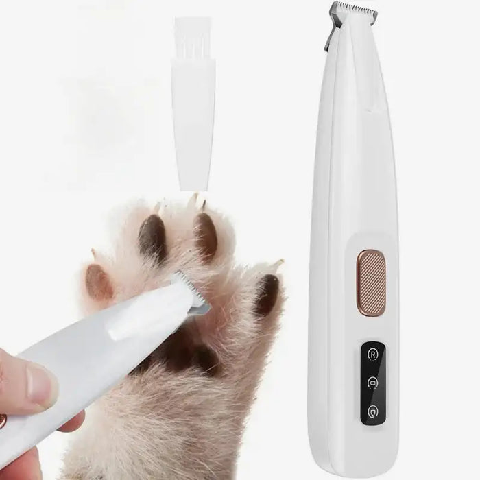 Pet Dog Electric Groomer Trimmer con luce a LED impermeabile Pet Foot Hair Trimmer Low Noise Cat Dog Face Foot Ear Hip Paw Shaver