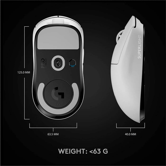 Logitech G PRO X Mouse da gioco Wireless SUPERLIGHT sensore HERO 25K ultraleggero 25600 DPI 5 pulsanti programmabili per PC/Mac