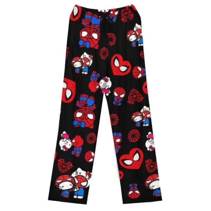 Hello Kitty Spider-man Cotton Loose Ladies pigiama Pants pantaloni pigiama donna uomo Cartoon Sleep Bottoms Lounge Wear Girl Sleep